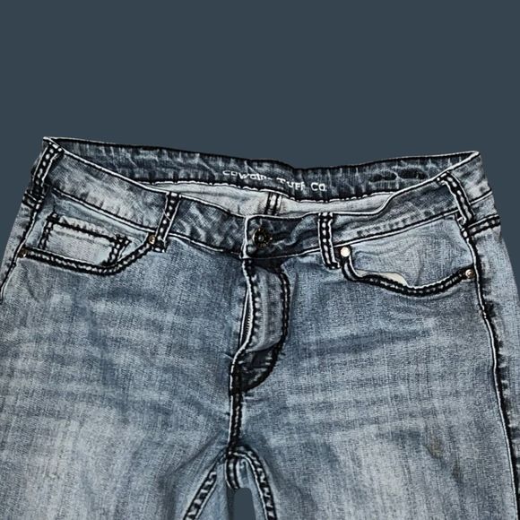 Cowgirl Tuff Embroidered Buck Bling Jeans Size 34x36 #158 - Picture 2 of 5